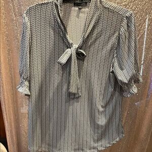 Adrianna Papell Monochrome Tie-Neck Blouse